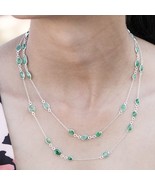 56.23 CT Fancy Green Lab Grown Gemstone Diamond Silver Luxury Necklace, ... - €362,91 EUR