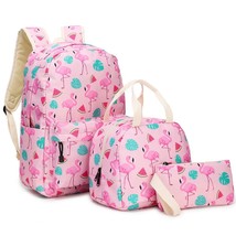 2020 new 3pcs pink flamingo set of primary and secondary school schoolbags child - £139.68 GBP