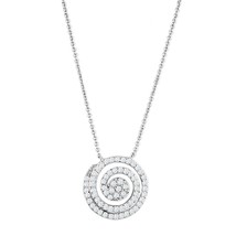 Elegant Round Pave Simulated Diamond Spiral Pendant Rhodium Plated Necklace 16&quot; - £46.74 GBP