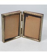 Vintage Standing Picture Frame Gold Tone HoldsTwo 2x3 Inch Photos - $4.50