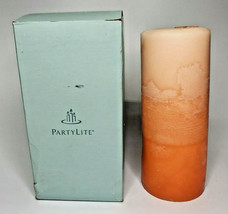PartyLite Mottled Layered 3 x 7 Pillar Candle New Box Orange Kumquat P6C/M37310 - $28.99