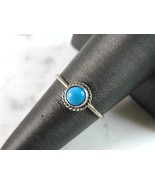 Womens Vintage Estate Sterling Silver Turquoise Ring 1g E1158 - £19.72 GBP