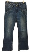 Juniors Southpole Boot Cut Medium Wash Flap Pocket Jeans with Rhinestone... - $271.46 MXN