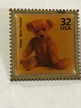 Teddy Bear Created United States Postage Stamp Pin - £7.86 GBP