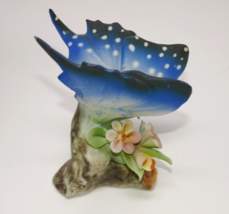 Capodimonte Blue Butterfly Flower Porcelain Figurine Napoli Italy - $26.45