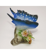 Capodimonte Blue Butterfly Flower Porcelain Figurine Napoli Italy - $481.51 MXN