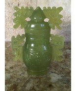 Finely Carved Celadon Jade QING DYNASTY Vase Bottle w/Cover Dragon - $1,134.39 CAD
