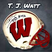T. J. WATT AUTOGRAPHED SIGNED WISCONSIN BADGERS FOOTBALL MINI HELMET w/A... - $2,169.21 MXN