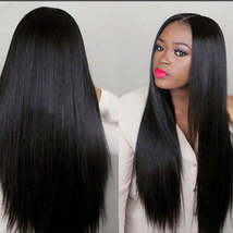 Black long straight hair wig cover - £27.92 GBP+