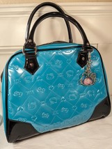 Hello Kitty Sanrio Loungefly Bowler Bag Purse Embossed Patent Leather Teal blue - £59.96 GBP