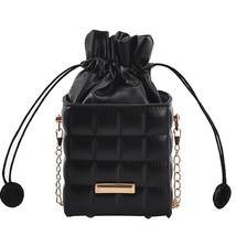 Vintage Checker Chain Cube Messenger Bag Women Drawstring PU Leather Small Purse - £30.52 GBP