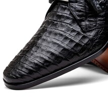 Lacio Genuine Caiman Crocodile Dress Derby's Shoes Black image 4