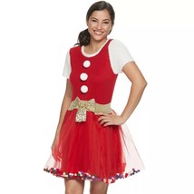 Women&#39;s Holiday CHRISTMAS Gold Glitter Bow Red Sweater Dress - Small - $60.00