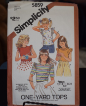Simplicity 5859 Girl&#39;s Set of Pullover Tops Pattern - Size 7/8/10 Chest ... - $6.92