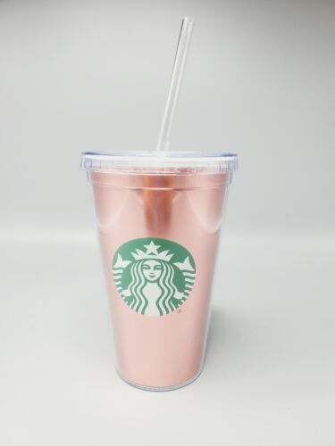 STARBUCKS 2018  Rose Gold Red Ombre Acrylic Tumbler 24oz - $20.63