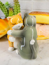 Ebros Ceramic Yellow &amp; Gray Cats Couple Hugging Dancing Salt Pepper Shakers Set - £13.66 GBP