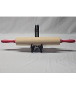 Large 20”  Hickory Or Maple Wood Rolling Pin With Red Handles Likely NOT... - $17.78 CAD