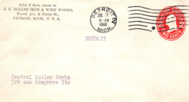 Bolles Iron And Wire Works Detriot Michigan Postal Cover - $17.67