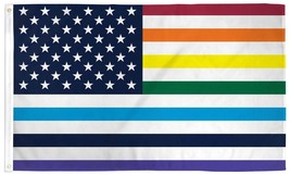 large AMERICAN OLD GLORY RAINBOW STRIPES gay pride  3X5 FLAG banner sign... - £5.27 GBP