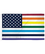 large AMERICAN OLD GLORY RAINBOW STRIPES gay pride  3X5 FLAG banner sign... - $9.04 CAD