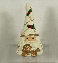 Vintage White and Gold Santa Christmas Bell Ceramic 5” - £7.44 GBP