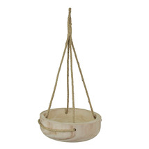 12 Inch Rope Hanging Wooden Bowl Planter Indoor Outdoor Succulent Pot Ho... - £33.84 GBP