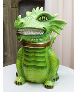 Ebros Medieval Vigilante Fantasy Green Dragon Warrior Ceramic Cookie Jar... - £39.30 GBP