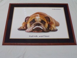 Zelda Wisdom Bulldog Had Milk Want Beer HUGE 30x42&quot; Framed Poster Art  - £116.76 GBP
