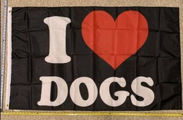 I Love Dogs Flag Dog Lover Heart Black Love USA Sign Poster 3x5ft - $17.99