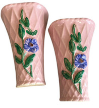 MCM Wall Pockets Floral Pottery Dopamine Decor Mid Century Modern Bath - $18.48