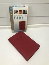 NIV Thinline Holy Bible by Zondervan Pink Leather Standard Print Flat Lay - £13.96 GBP