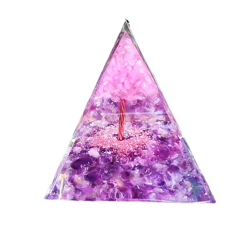 Natural Orgonite Pyramid Reiki Amethyst Energy Healing Chakra Meditation... - $11.99