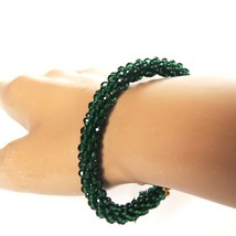 Emerald Green Gold Crystal Bead Hadmade Faceted Crystal Crochet Rope Bra... - €18,37 EUR+