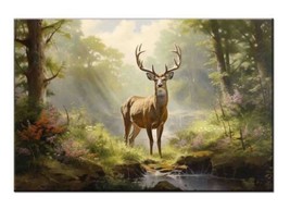 Tranquil Summer Stream White-Tailed Deer in the Forest-Wall Decor-Fun Giclee - £7.58 GBP+