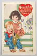 VTG 1920 Carrington Co Golden Saxophone Will You Be My Valentine Postcard  - £9.58 GBP