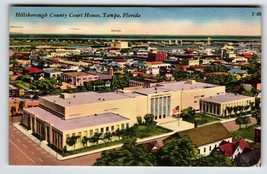Hillsborough County Court House Birds Eye View Tampa Bay Florida Postcard 1957 - £5.69 GBP