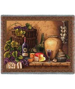 72x54 WINE TASTING Grapes Cheese Vineyard Tapestry Afghan Throw Blanket  - £49.61 GBP