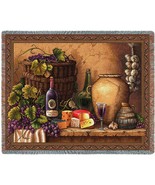 72x54 WINE TASTING Grapes Cheese Vineyard Tapestry Afghan Throw Blanket  - $63.36