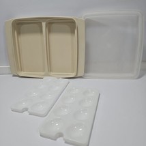 Vintage Tupperware Deviled Egg Holder #723-3 Almond White - £11.79 GBP