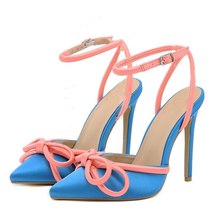 New Women Sandals Fashion Silk Butterfly Knot Female Shoes Sexy Buckle Pointed T - £38.04 GBP