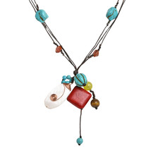 Multi-Color Mix Stones Copper Wrap Strand Necklace - £12.65 GBP