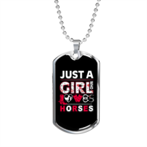 Just a Girl Who Loves Horses Horse Necklace Stainless Steel or 18k Gold Dog Tag - £37.92 GBP+
