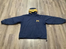Vintage Michigan Wolverines Hooded Pro Player Winter Jacket Large U of M - £50.22 GBP