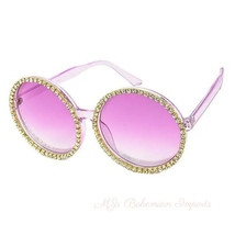 Purple Round Stone Sunglasses - £13.06 GBP
