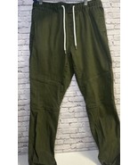 H &amp; M Divided Khaki Chino Olive Army Green Skinny Drawstring Pants Size S - $19.79