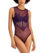 allbrand365 designer Womens Cupped Swiss Dot Thong Bodysuit,Purple,Medium - £27.71 GBP