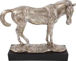 Statue HOWARD ELLIOTT Standing Horse Black Faux Wood Hammered Silver Nickle - £239.00 GBP