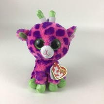 Ty Beanie Boos Gilbert Giraffe 6&quot; Purple TySilk Plush Stuffed Toy 2017 w... - $17.77