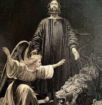 Daniel In The Lions Den Steel Engraving 1871 Victorian Bible Religious Art DWY5B - £62.77 GBP