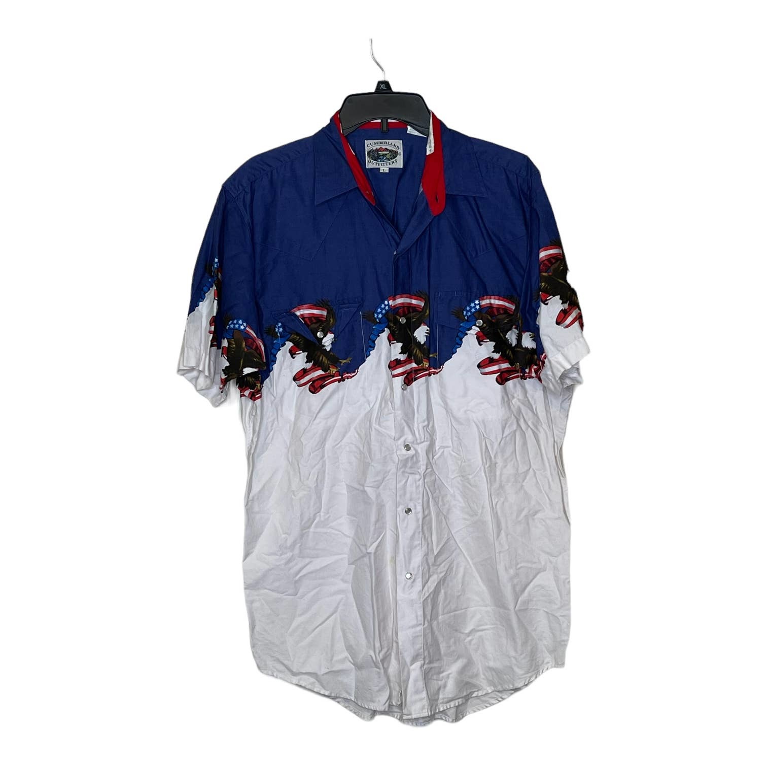 Primary image for Cumberland Outfitters American Flag Eagle Shirt Men Large Shortsleeve Colorblock